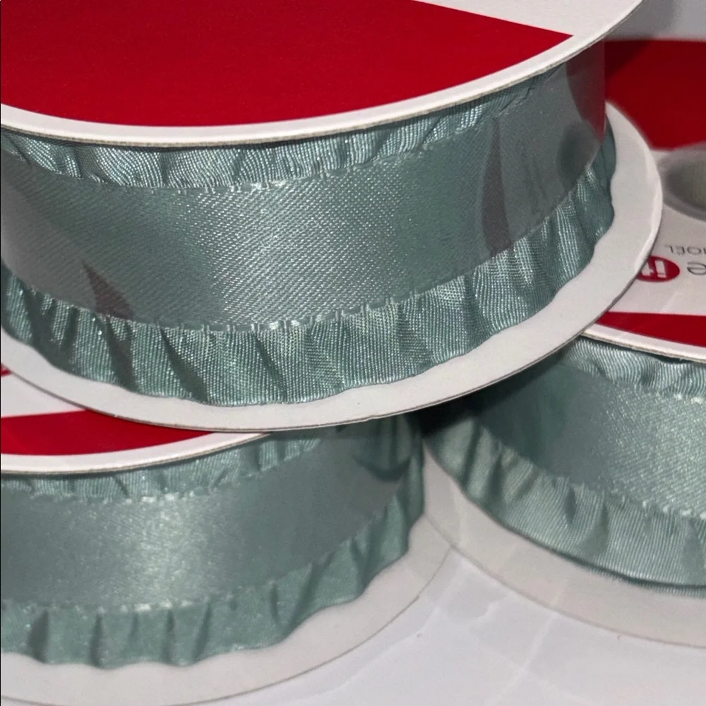 Satin Ruffled Edge Ribbon Sage Green 1 1/2”X30 ft